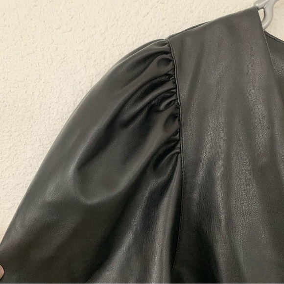 H&M black vegan leather midi dress - Picture 4 of 9